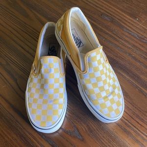 Vans Slip-On Yellow Checkerboard Sneakers